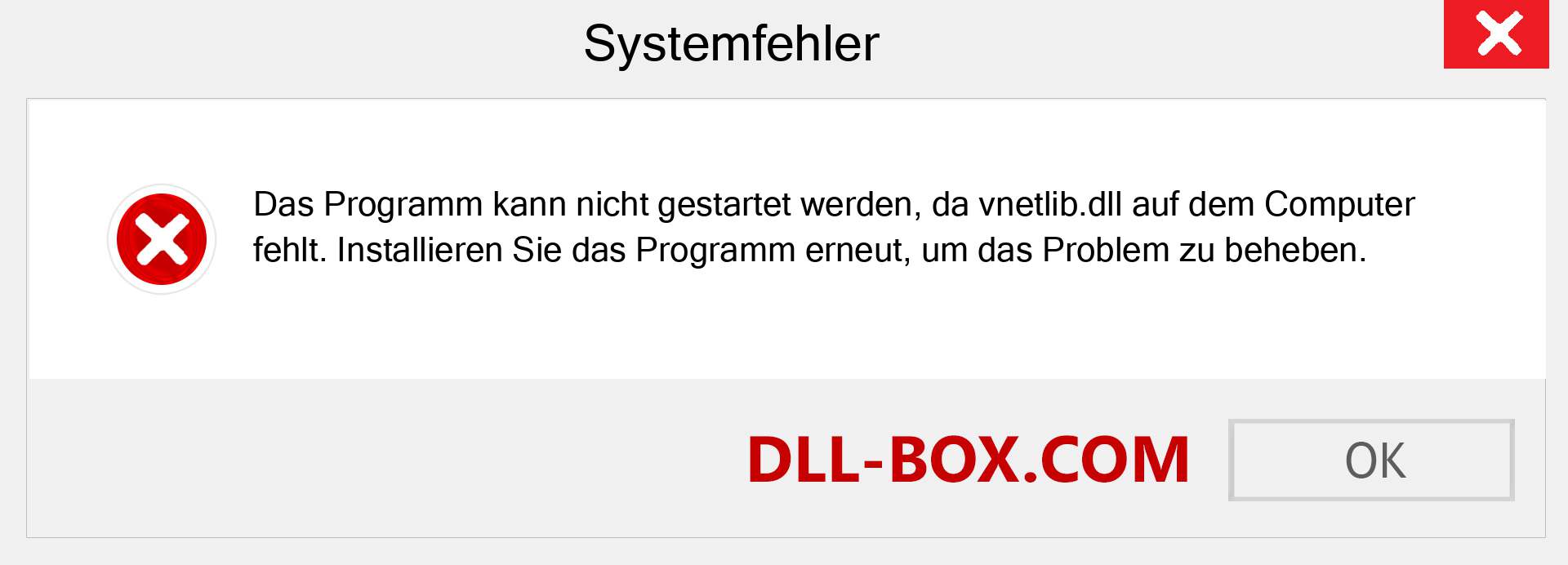 vnetlib.dll-Datei fehlt?. Download für Windows 7, 8, 10 - Fix vnetlib dll Missing Error unter Windows, Fotos, Bildern